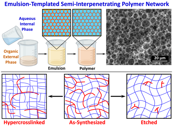 Emulsion Templating of Simultaneously-synthesized Interpenetrating Polymers with Degradable Components for Hierarchical Porosities